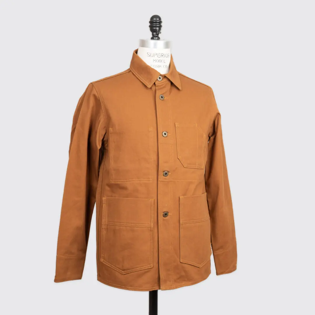 Freemans Sporting Club Size S Men 12oz Denim Chore Jacket Tobacco