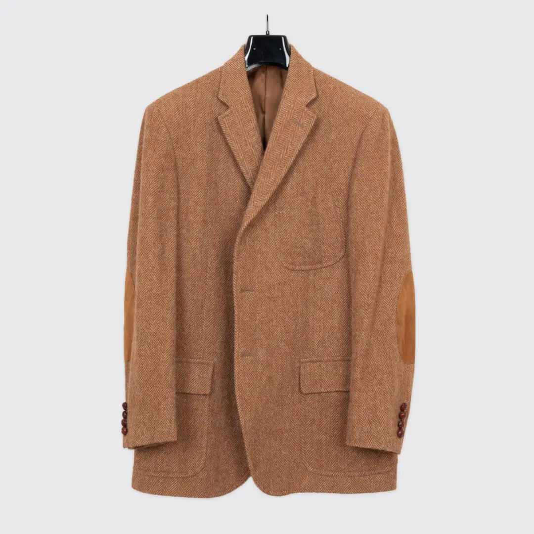 Polo Ralph Lauren Jacket Size 46R Brown Tweed Wool Three Button