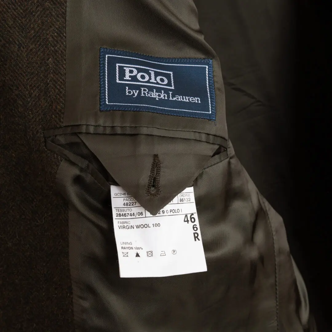 Polo Ralph Lauren Jacket Size 46R Green Tweed Wool Made in Italy
