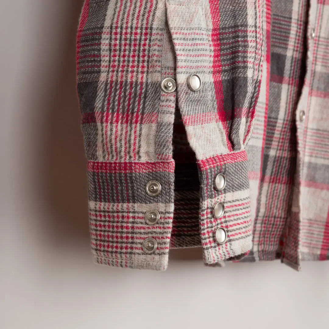 RRL Ralph Lauren Size M Double Cloth Western Shirt Gray Red Cotton