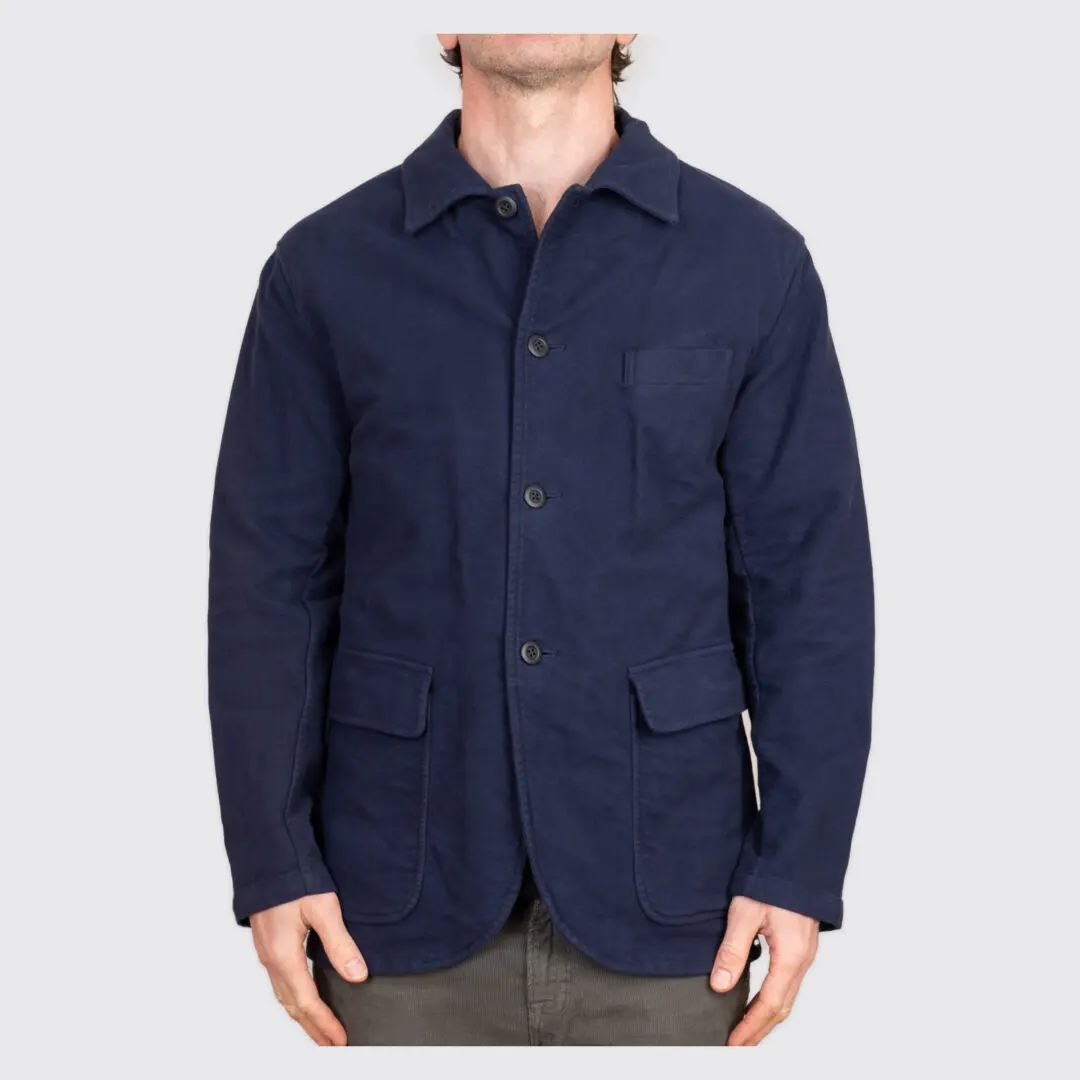 ts(s) Jacket Navy Blue Garment Dye Cotton Blend Moleskin Coverall