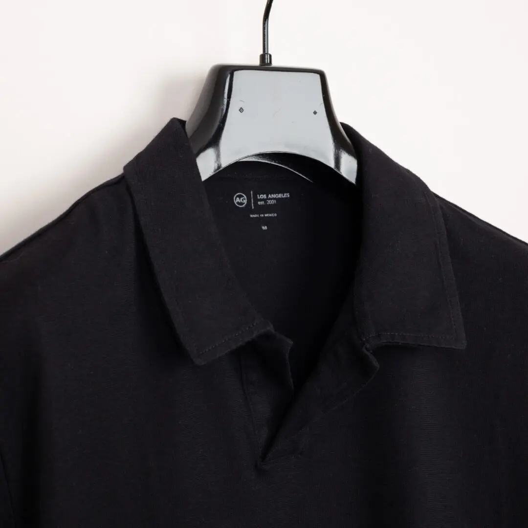 AG Adriano Goldschmied Bryce Johnny Collar Shirt Size M Black