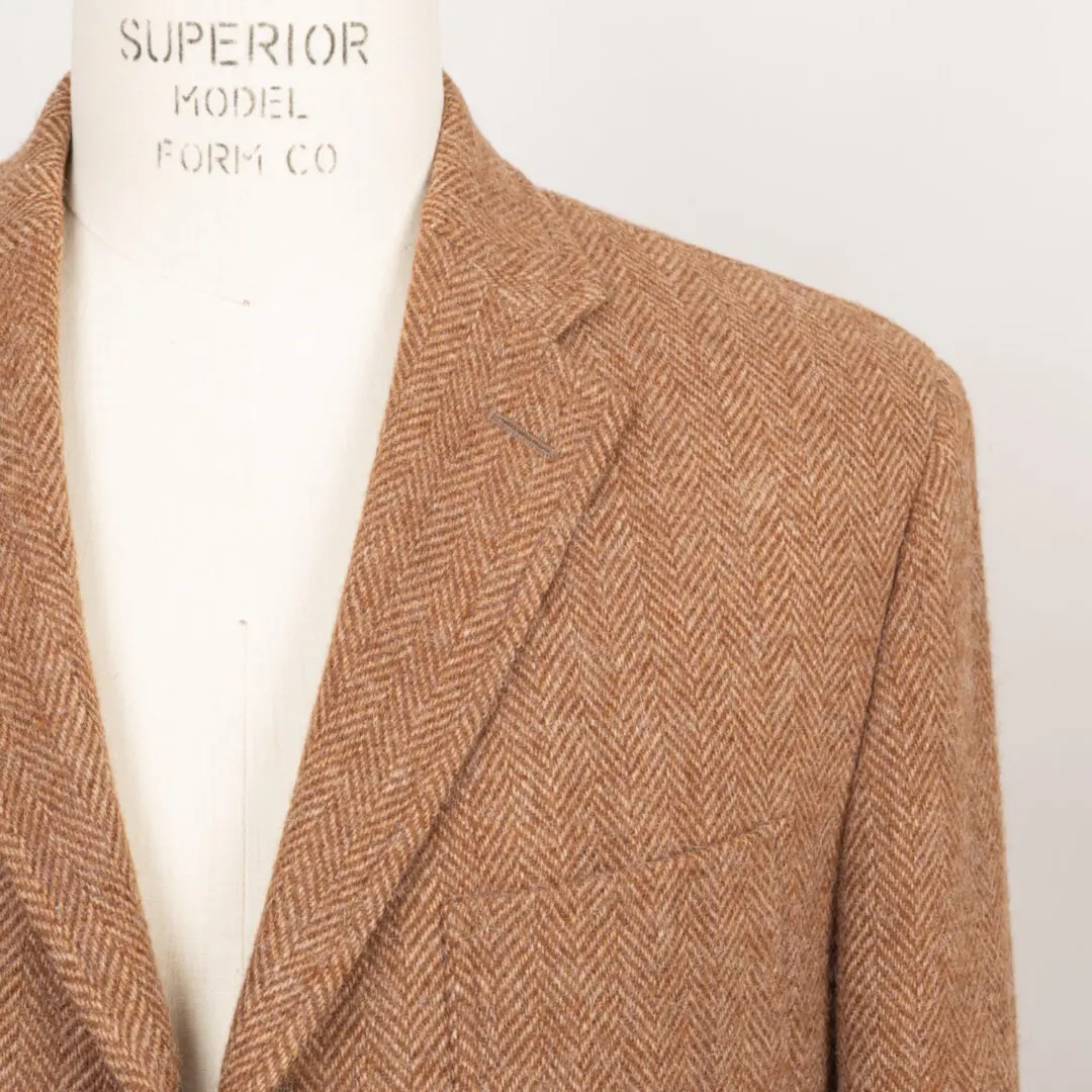 Polo Ralph Lauren Jacket Size 46R Brown Tweed Wool Three Button