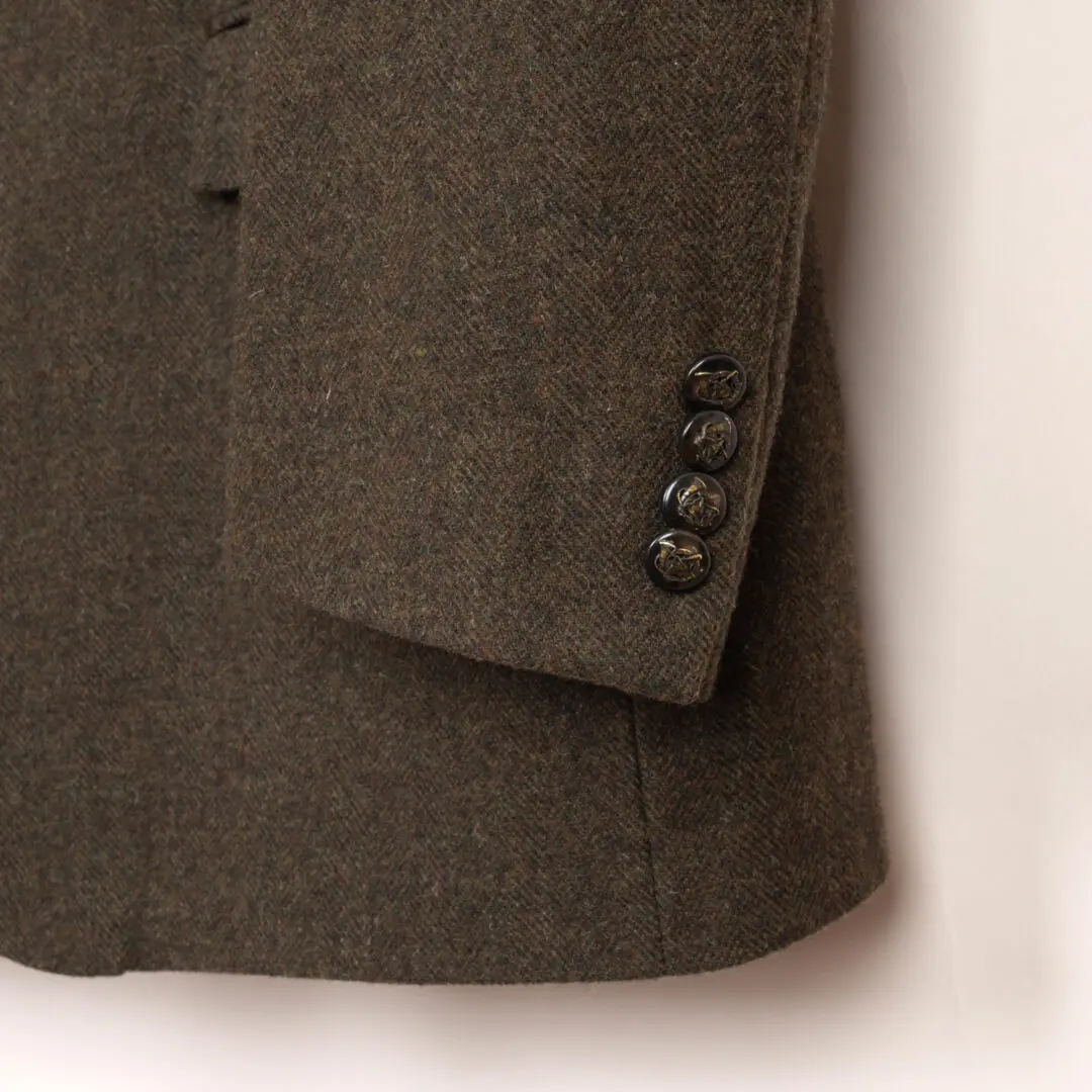 Polo Ralph Lauren Jacket Size 46R Green Tweed Wool Made in Italy