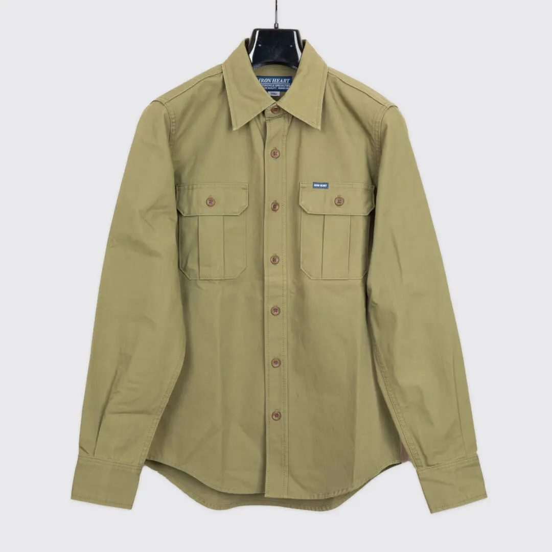Iron Heart Military Shirt Size S Men Olive Green 9oz Cotton Canvas