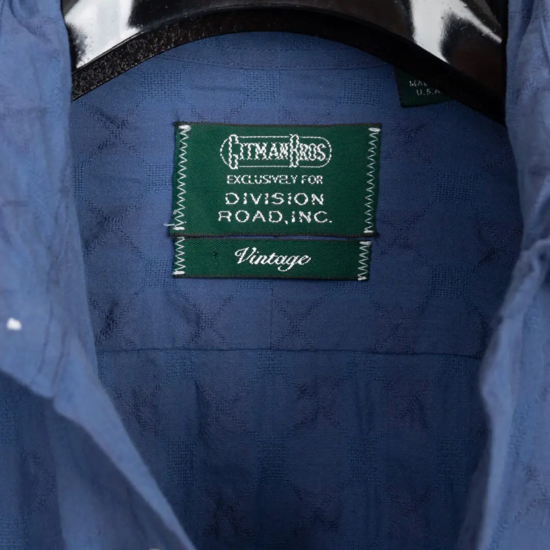 Gitman Vintage Shirt Size 15.5 Blue Dobby Short Sleeve 2-Pocket