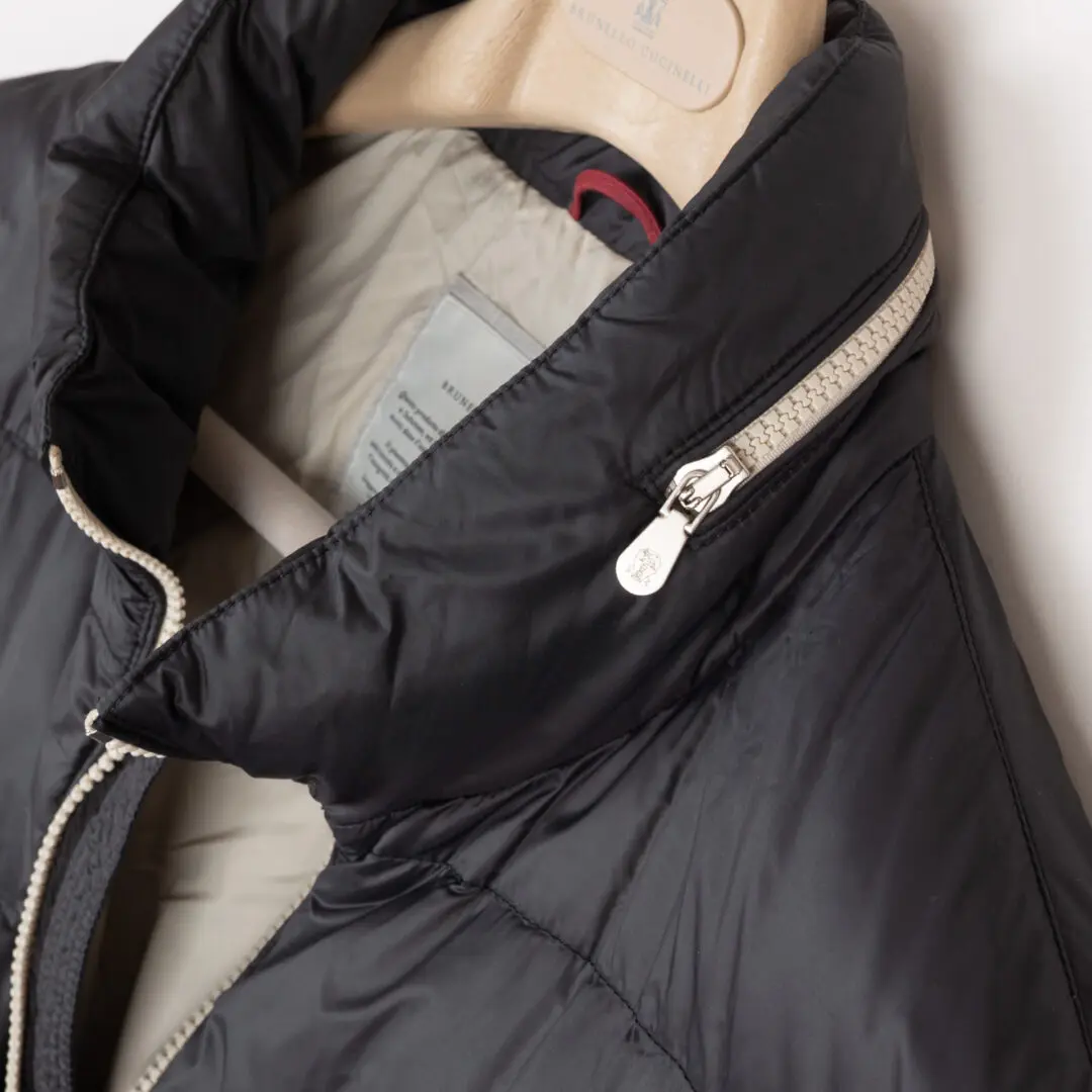 Brunello Cucinelli Down Puffer Jacket Size XL Men Black Nylon