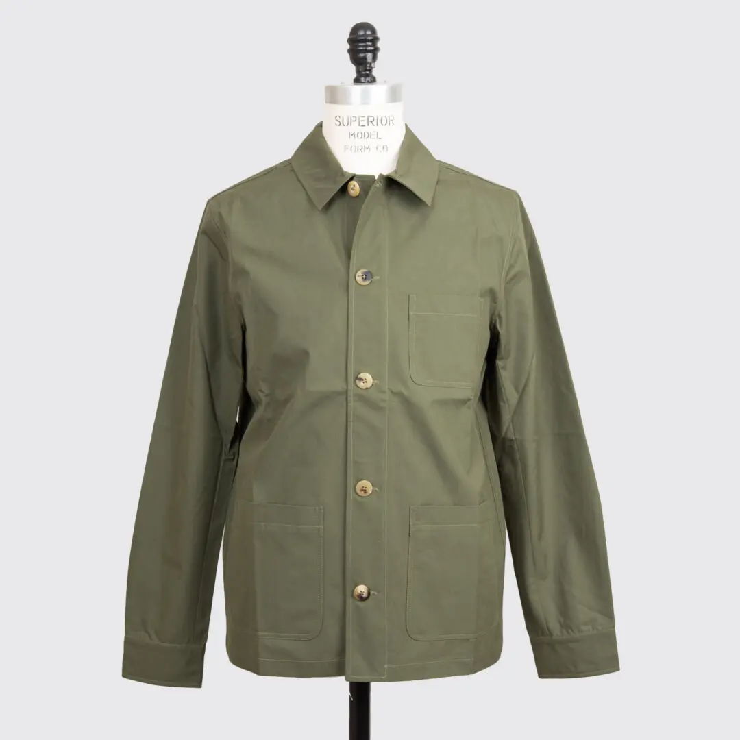 De Bonne Facture Size EU46 Organic Ventile Work Jacket Olive Green