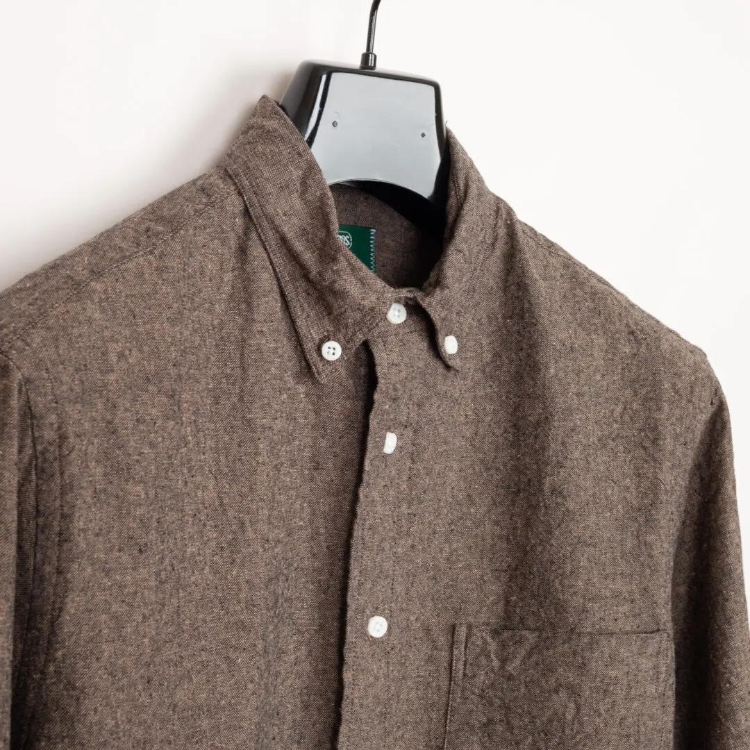 Gitman Vintage Shirt Size 14.5 Brown Slub Cotton Linen Chambray