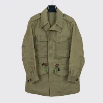 Drake's D-43 Field Jacket Size 38 Short Army Green Linen Waxed