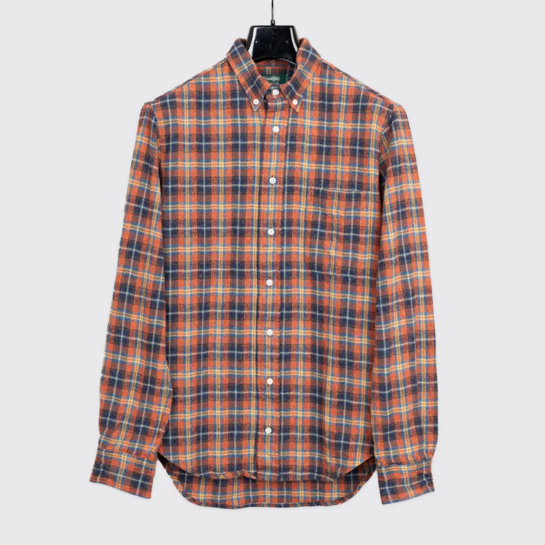 Gitman Vintage Flannel Size 15.5 Red Orange Japanese Cotton Twill