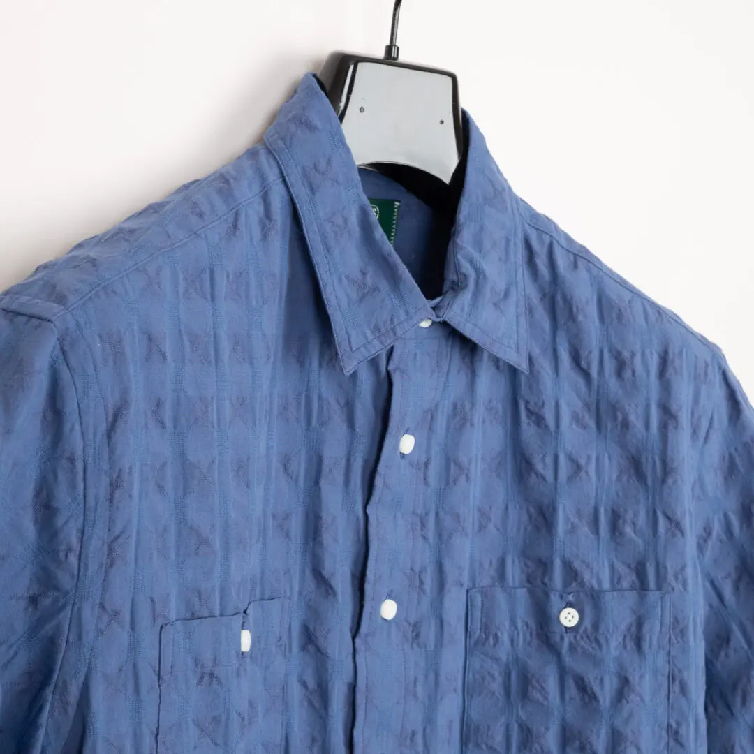 Gitman Vintage Shirt Size 15.5 Blue Dobby Short Sleeve 2-Pocket
