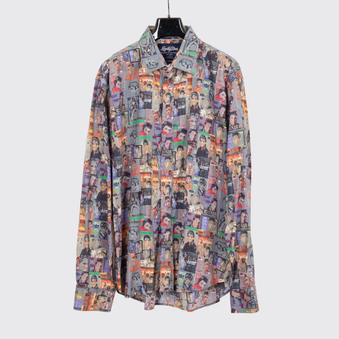Lansky Bros Shirt 3XL Men Multicolor Elvis Presley Print Cotton