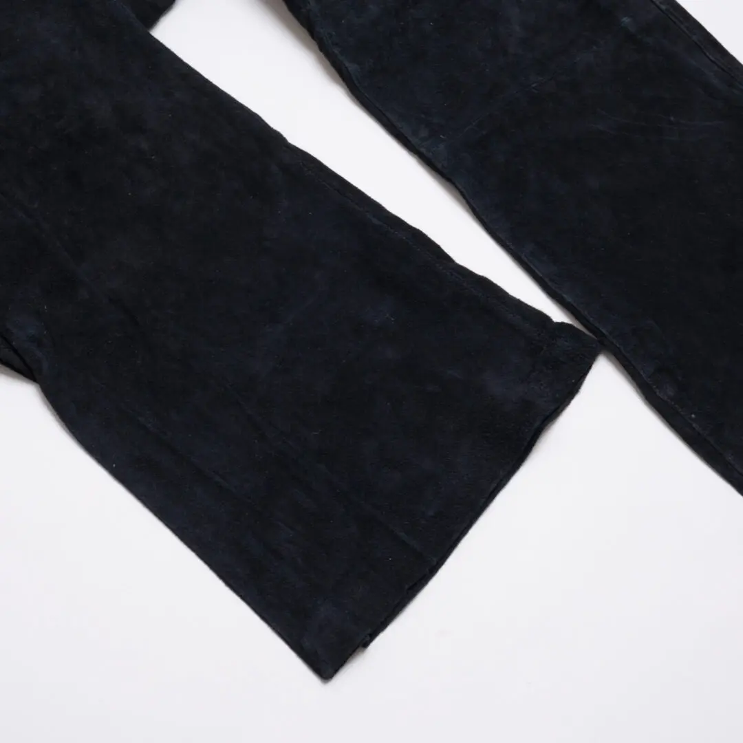 Jack Edwards Jeans Men Black Lambskin Leather Pant w/ Lace Up Fly