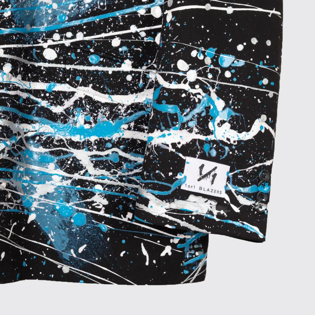 1/1 Blazers Jacket Size 52L Men Black Blue Custom Paint Splatter