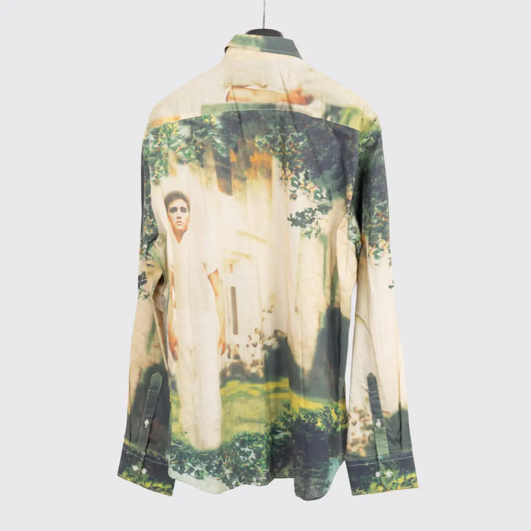 Lansky Bros. Shirt Size 3XL Men Green Angelic Elvis Print Cotton