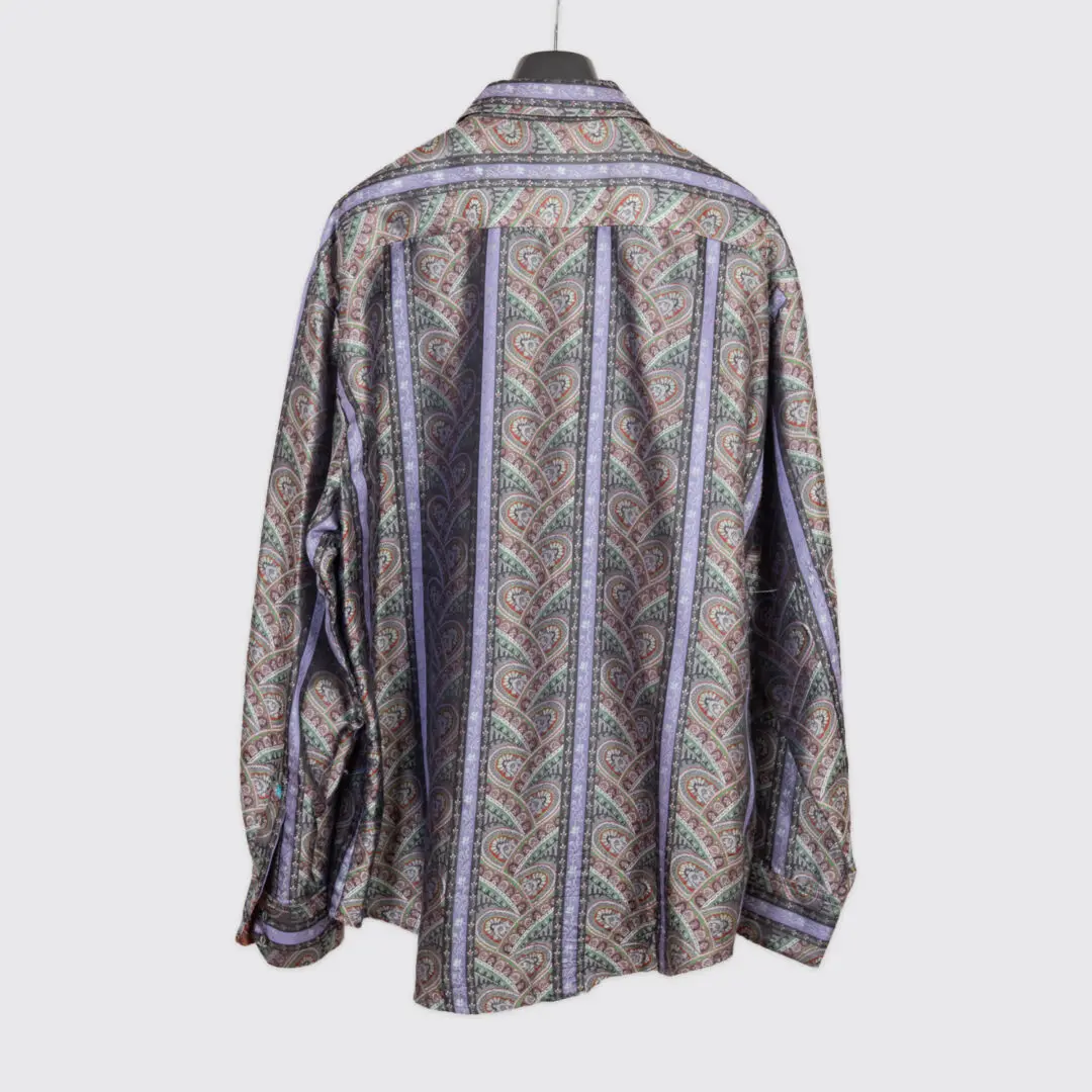 Robert Graham Silk Brocade Shirt 3XL Silver Multicolor Ltd Edition
