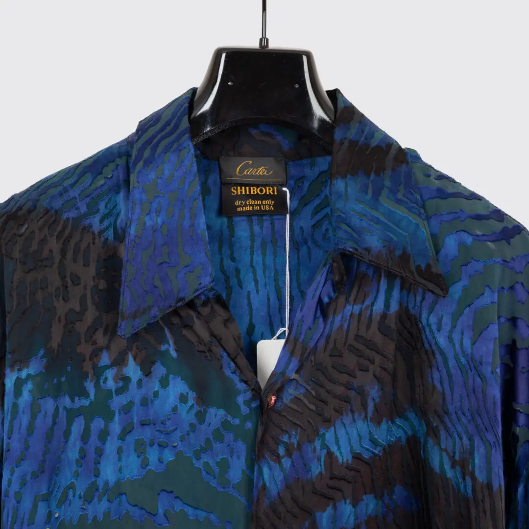 Carter Smith Shibori Shirt XXL Men Blue Purple Hand Dyed Chiffon