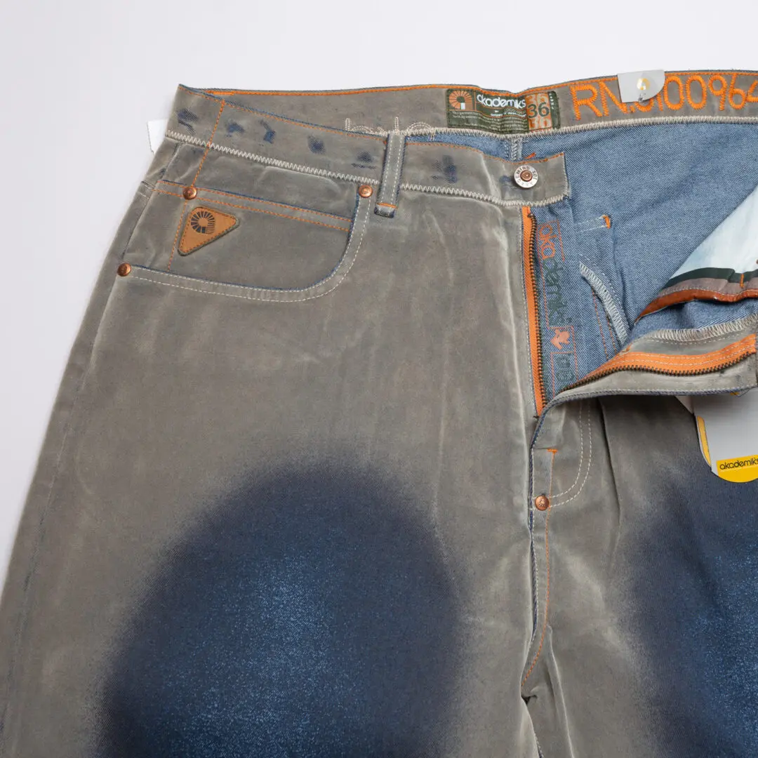 Akademiks Jeans W36 L34 Gray Blue Cotton Blend Textured Denim