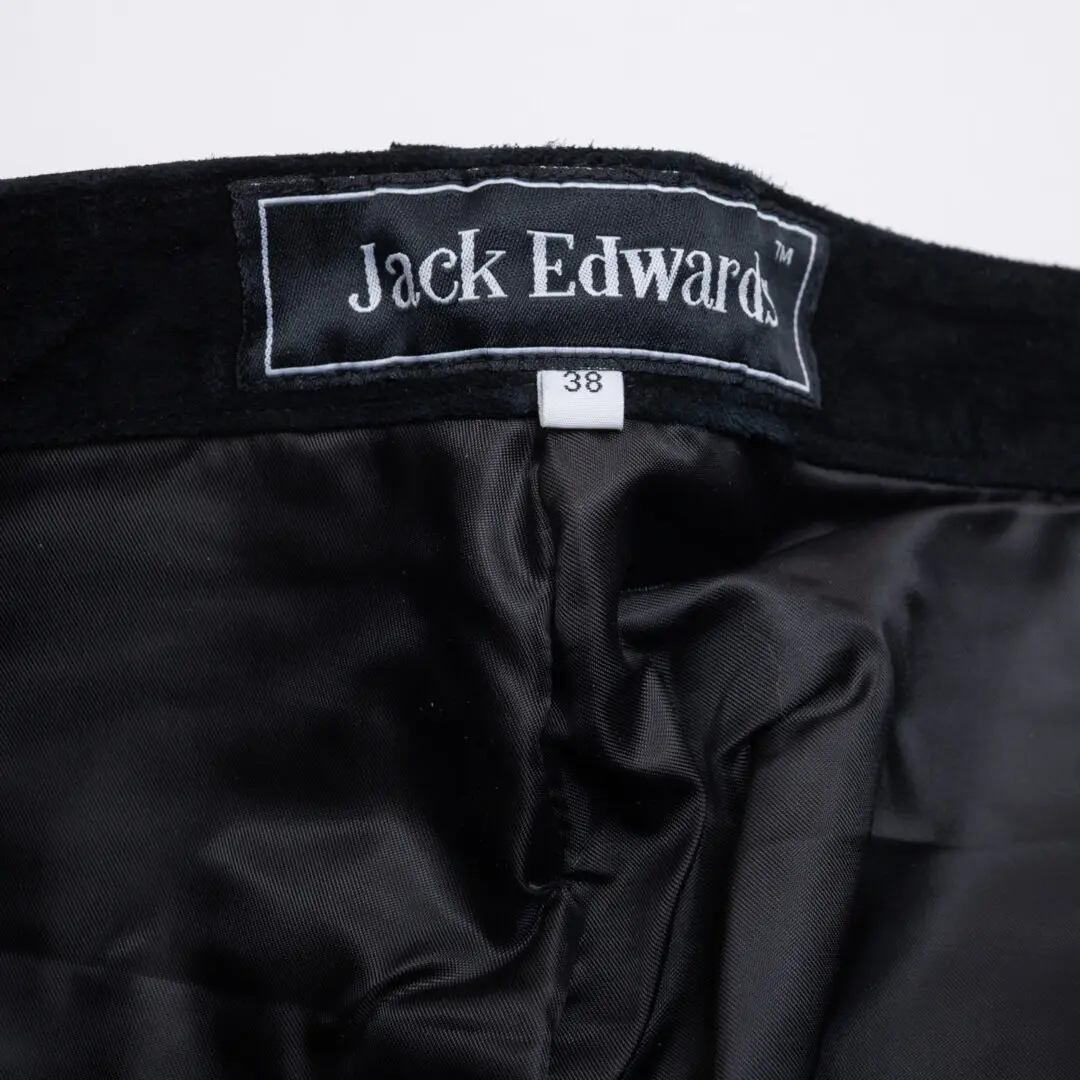 Jack Edwards Jeans Men Black Lambskin Leather Pant w/ Lace Up Fly