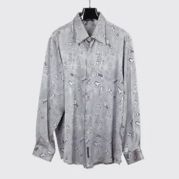 VERSACE Classic V2 Vintage Shirt XXL Sliver Spiral Print Cotton