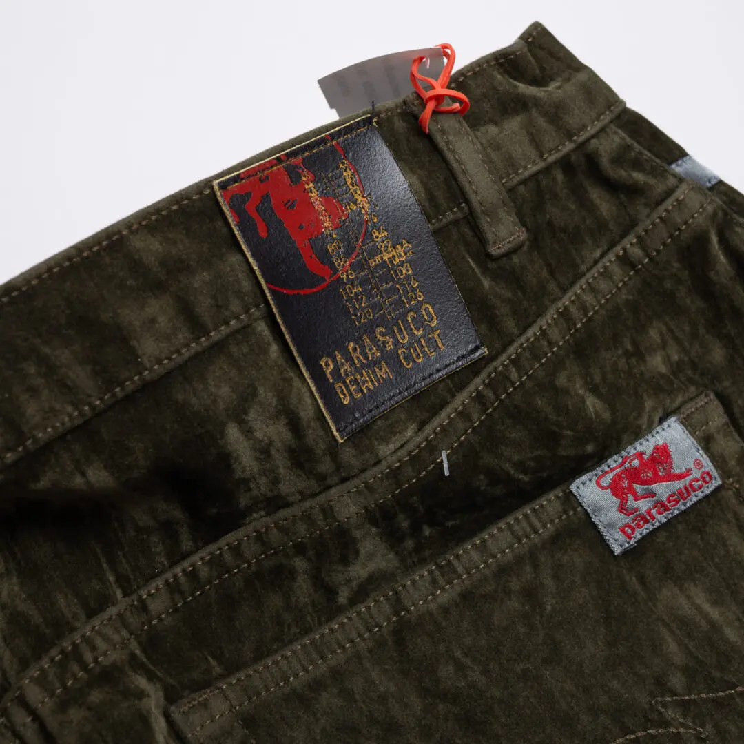 Parasuco Harem Jeans W36 Men Olive Green Velvet Twisted Seam