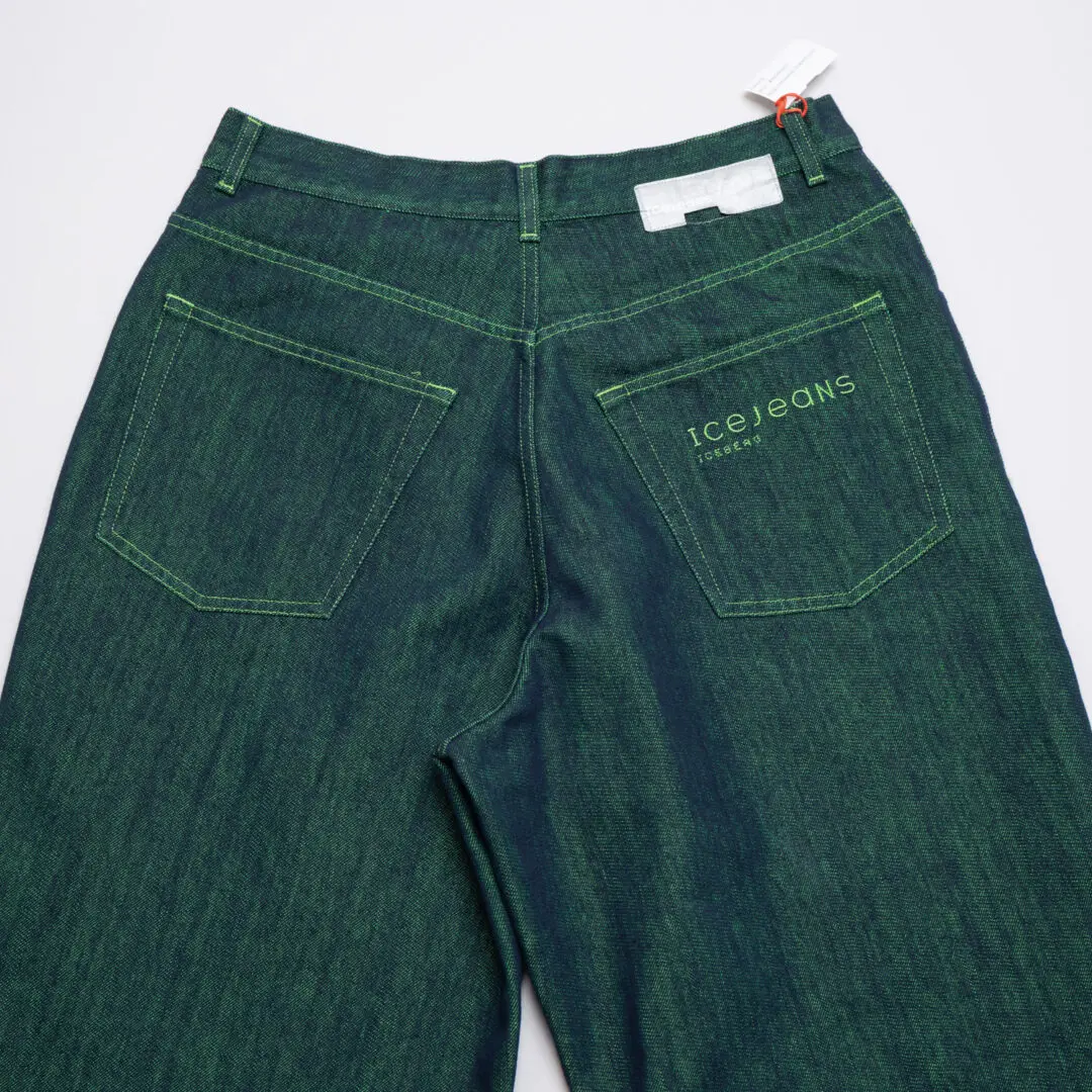 ICE JEANS by Iceberg Acid Green Indigo Melange Cotton Relaxed Fit