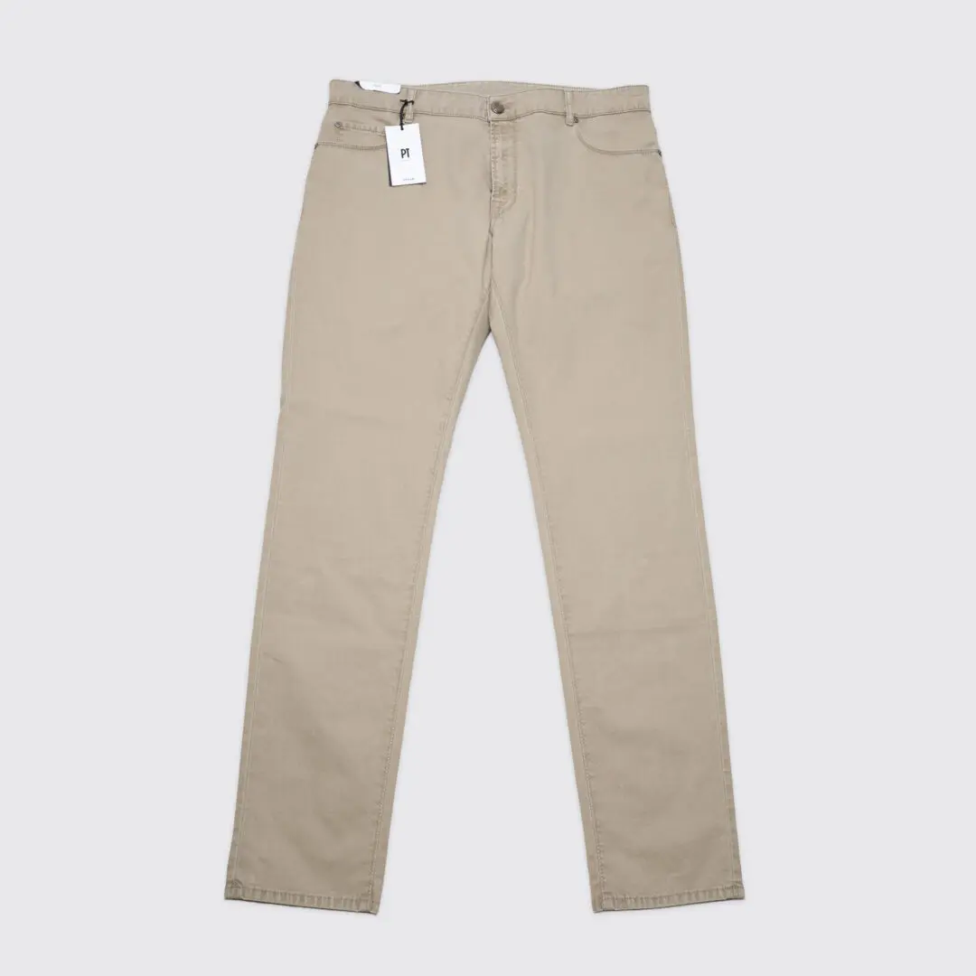 PT Torino Jazz Jeans W40 Khaki Cotton Blend Stretch Zipper Fly
