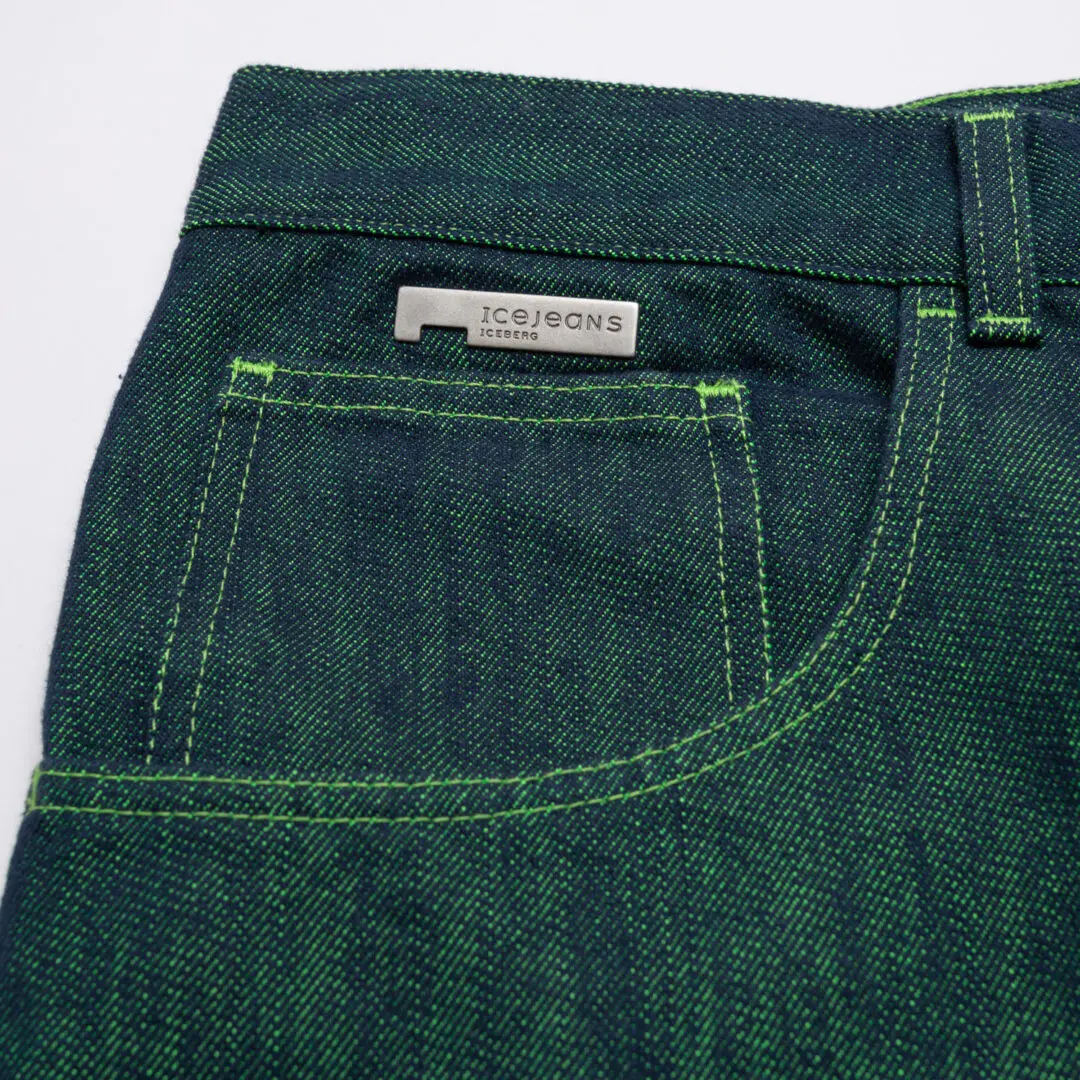 ICE JEANS by Iceberg Acid Green Indigo Melange Cotton Relaxed Fit