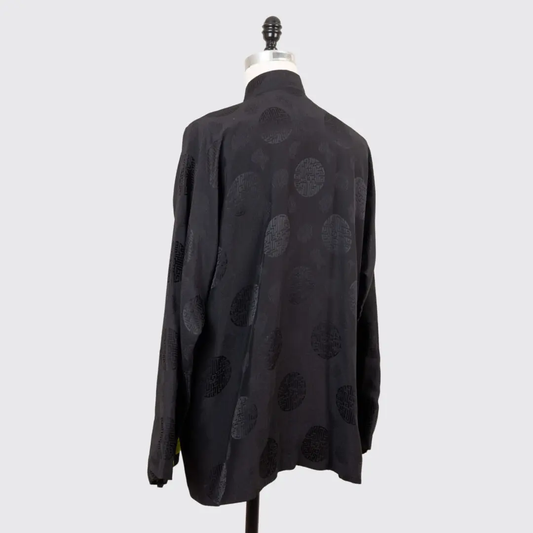 Shanghai Tang Mandarin Jacket US46 Men Black Oriental Print Silk
