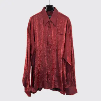 Lansky Bros Party Shirt Size XXL Metallic Blood Red Crushed Rayon