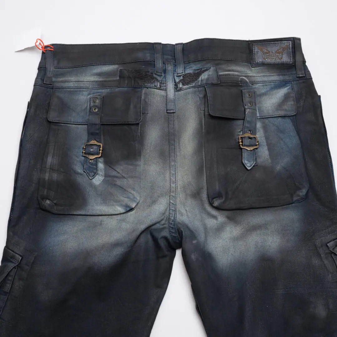 Robin's Jeans Raptor Motorcycle W36 Black Coated Cotton Slim Fit
