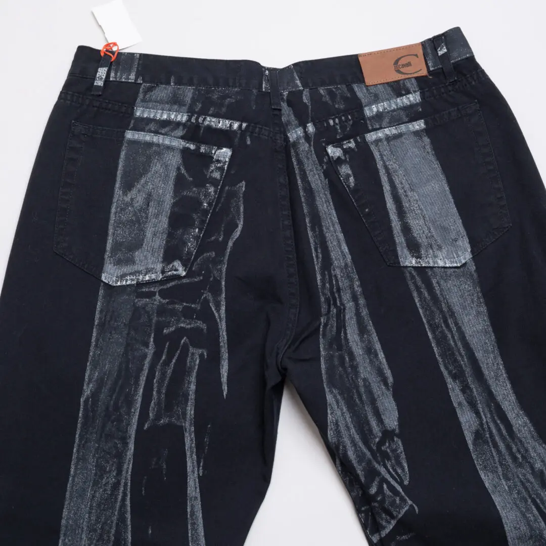 Just Cavalli Jeans Size EU52 Men Black White Tie Dye Print Cotton