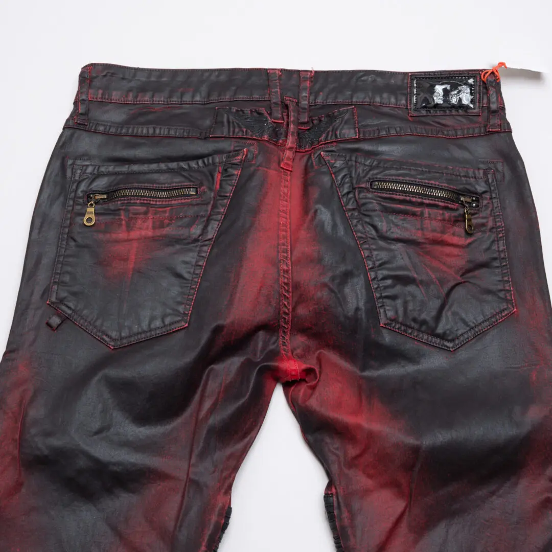 Robin's Jeans The Show Motorcycle W36 Men Black Red Coated Slim