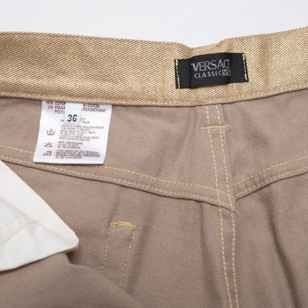 VERSACE Classic V2 Party Jeans Gold Metallic Cotton Made in Italy