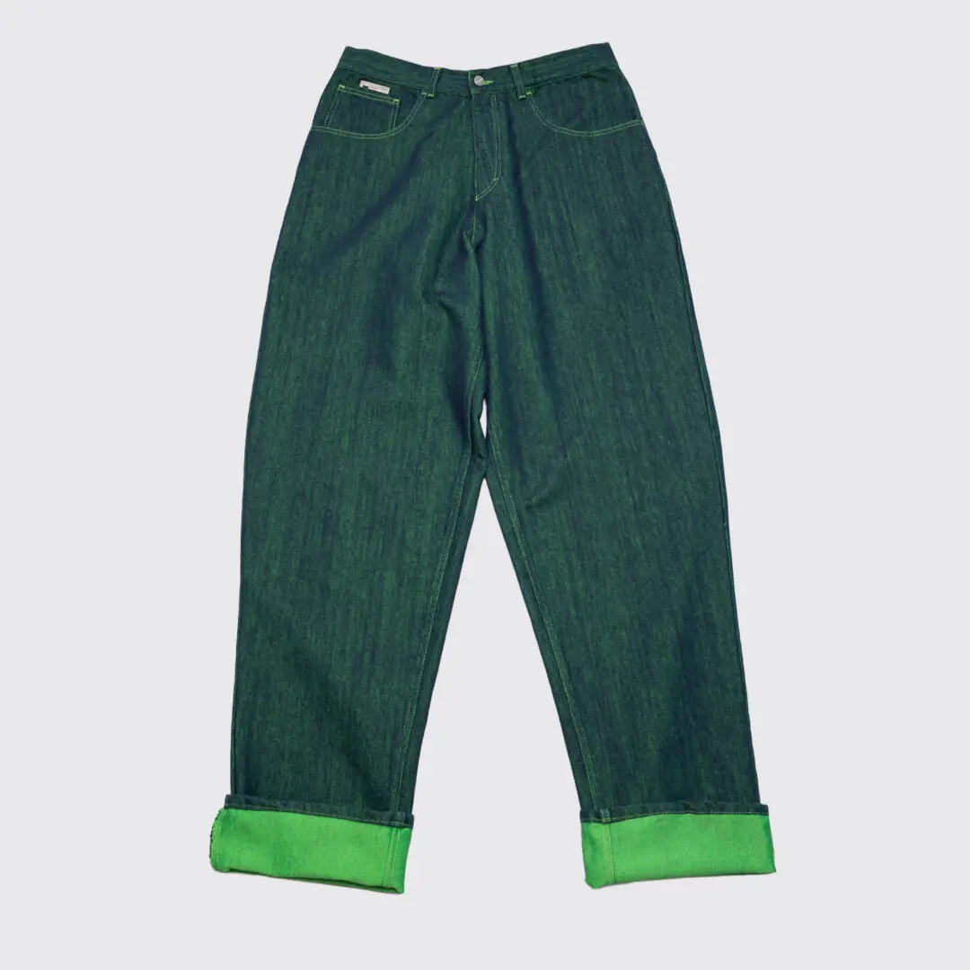 ICE JEANS by Iceberg Acid Green Indigo Melange Cotton Relaxed Fit