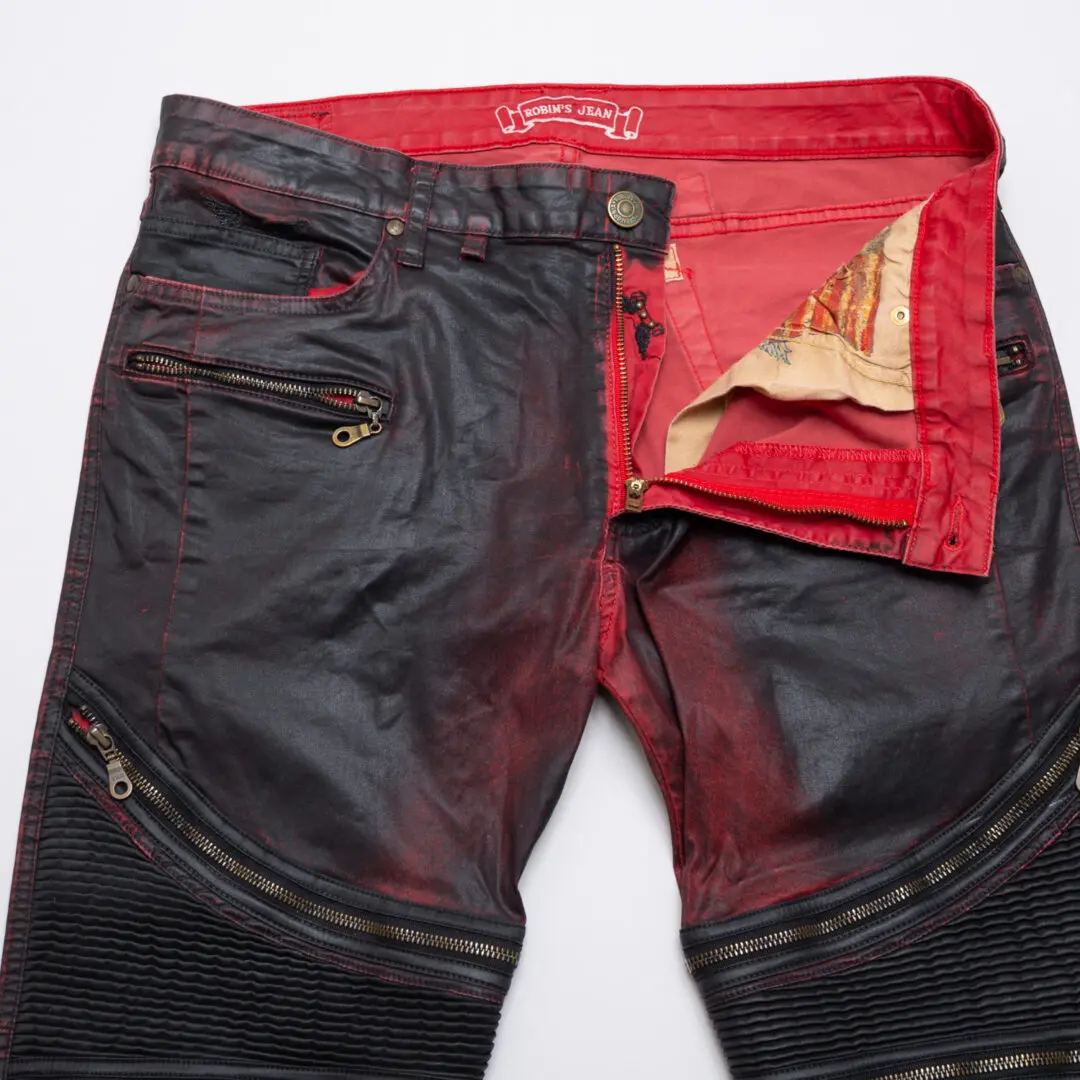 Robin's Jeans The Show Motorcycle W36 Men Black Red Coated Slim