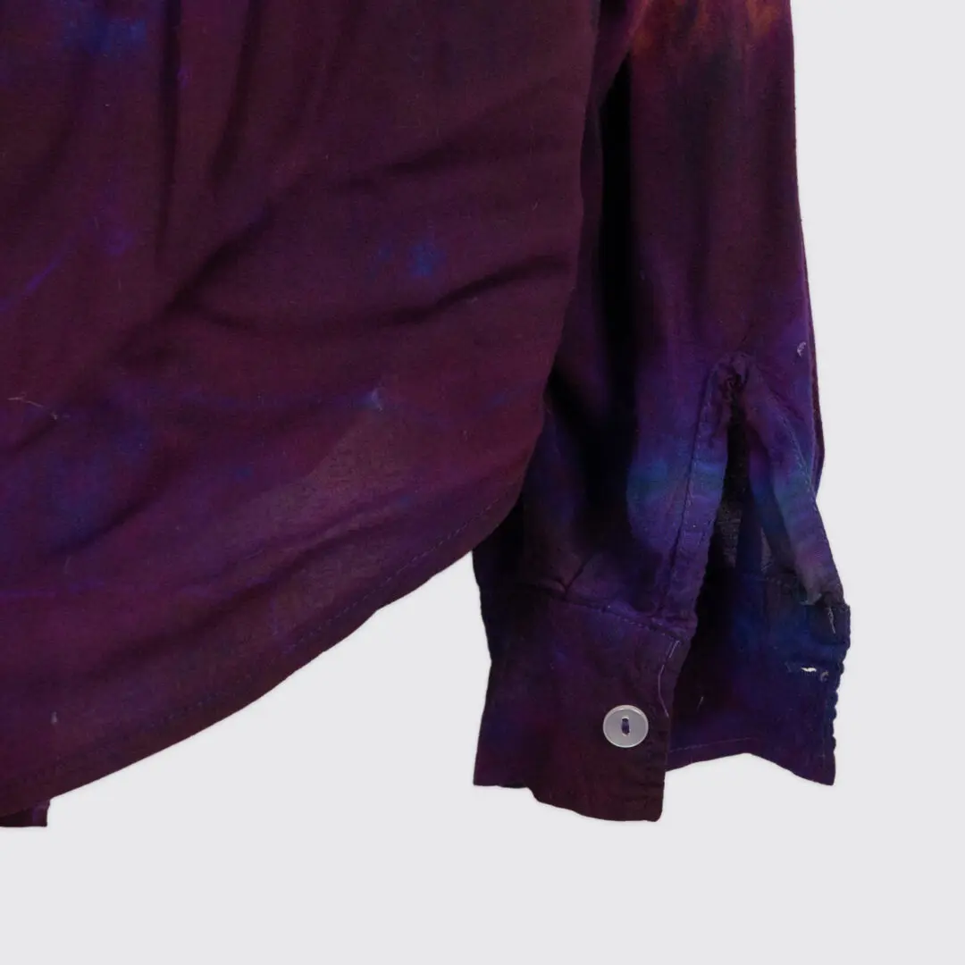 Ercoli Shirt XXL Men Purple Orange Cotton Pleated Tie Dye Vintage