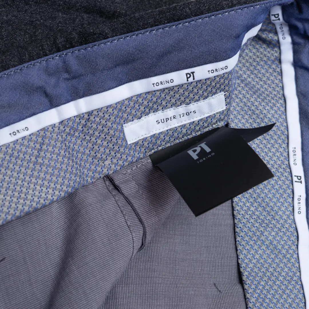 PT Torino Super 120s Pants Size EU56 Men Gray Wool Flannel Slim