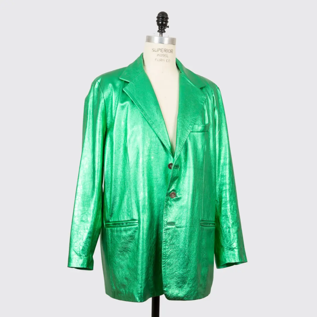 West Coast Leather Black Label Blazer Size XXL Men Metallic Green