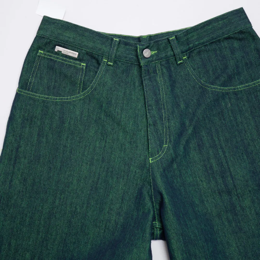 ICE JEANS by Iceberg Acid Green Indigo Melange Cotton Relaxed Fit