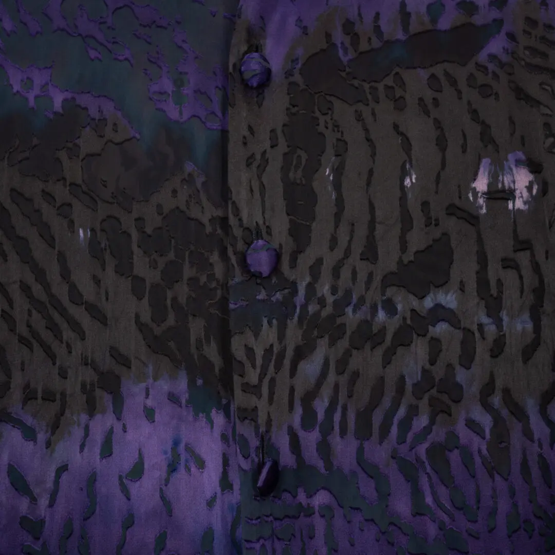 Carter Smith Shibori Shirt XXL Black Purple Hand Dyed Chiffon