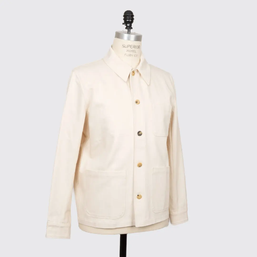De Bonne Facture Work Jacket Size XS Ecru Undyed Organic Cotton