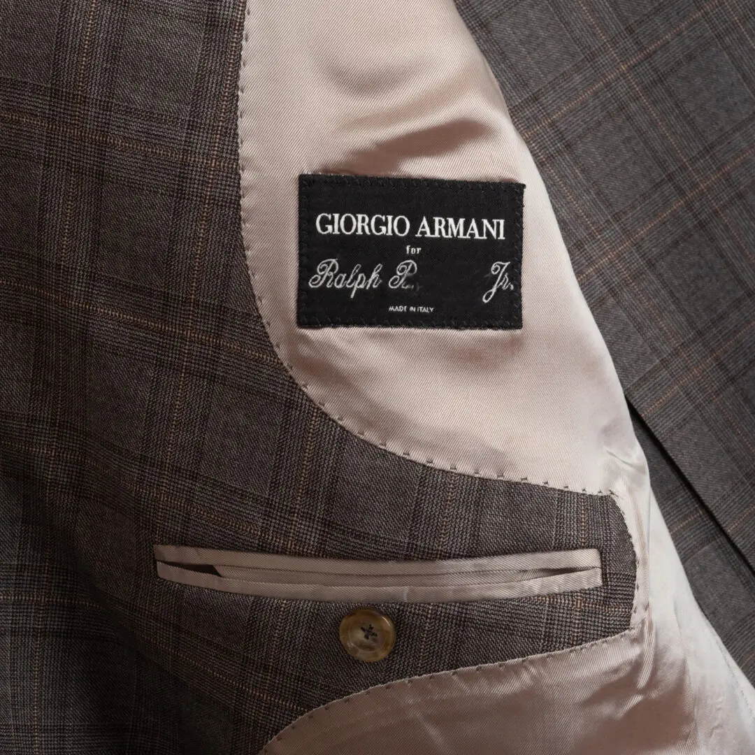 Giorgio Armani Suit Size EU56 Gray Glen Check Wool Three Button