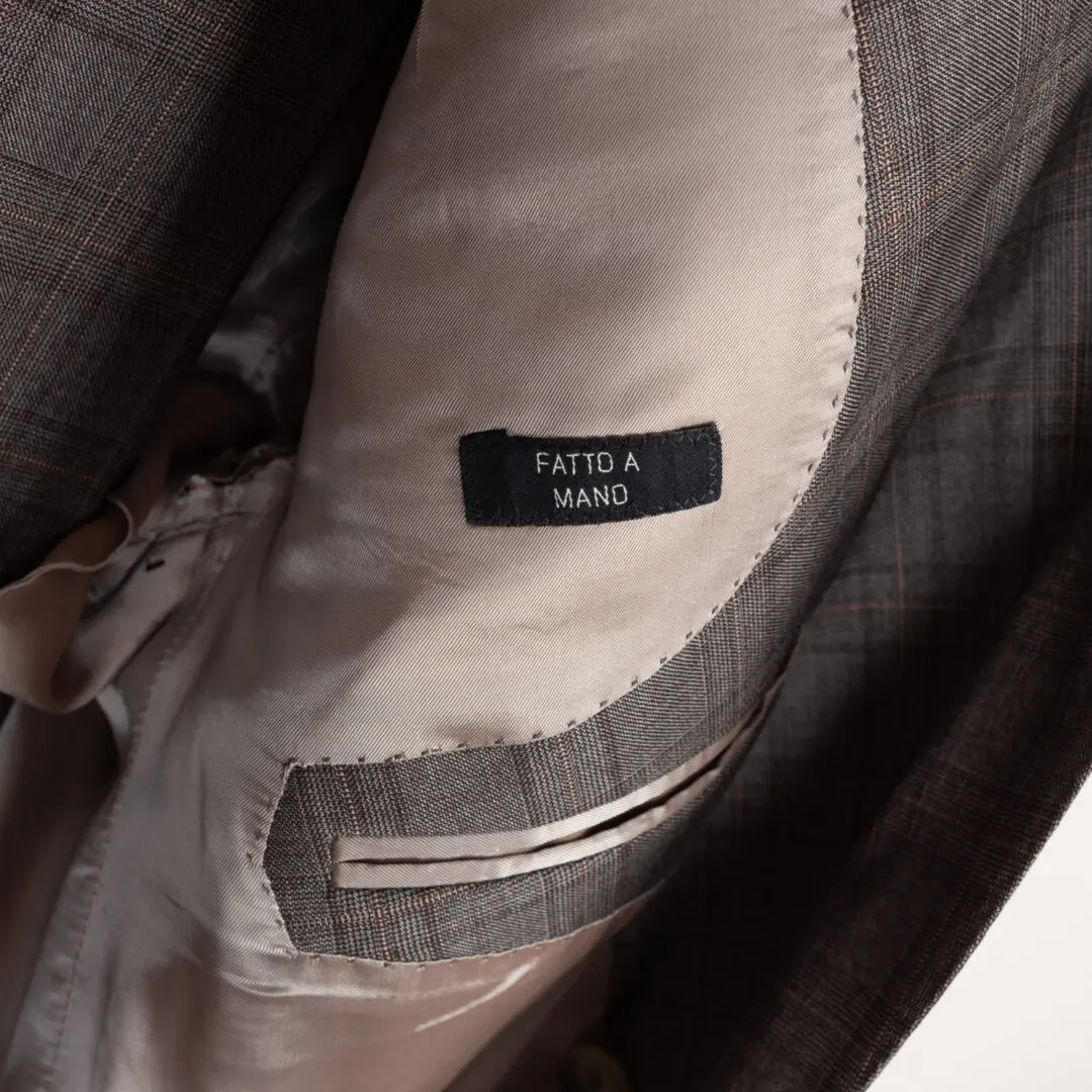 Giorgio Armani Suit Size EU56 Gray Glen Check Wool Three Button