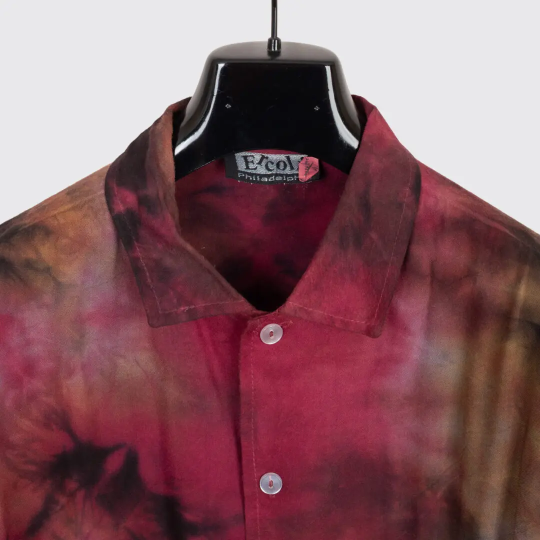 Ercoli Vintage Party Shirt Size XXL Red Multicolor Tie Dye Rayon