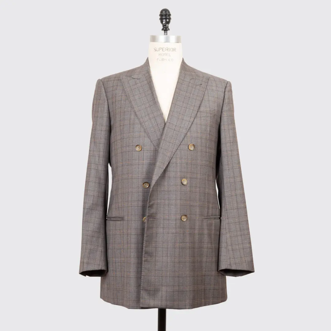 Giorgio Armani Suit Size EU56 Gray Glen Check Wool Three Button