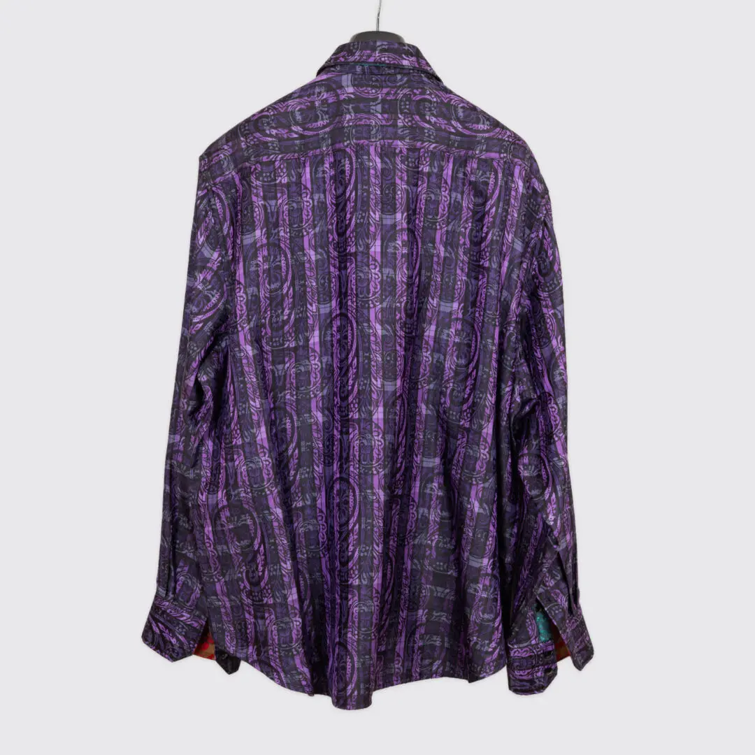 Robert Graham Limited Edition Silk Shirt 3XL Purple Paisley Print