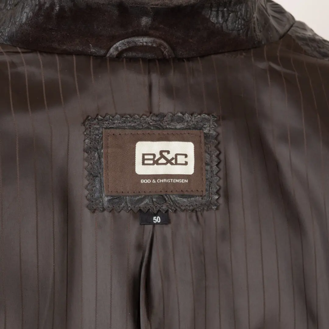 Bod & Christensen Suede Blazer Size U50 Chocolate Brown Croc Embossed