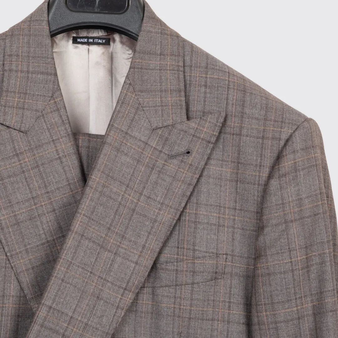 Giorgio Armani Suit Size EU56 Gray Glen Check Wool Three Button